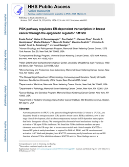 PI3K Pathway Regulates ER-Dependent Transcription in Breast Cancer Through the Epigenetic Regulator KMT2D