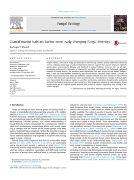 Coastal Marine Habitats Harbor Novel Early-Diverging Fungal Diversity