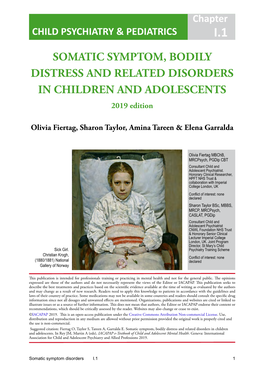 SOMATIC SYMPTOM, BODILY DISTRESS and RELATED DISORDERS in CHILDREN and ADOLESCENTS 2019 Edition