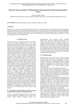 Research on Key Technology of Mining Remote Sensing Dynamic Monitoring Information System