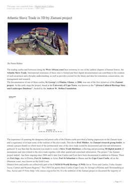 Atlantic Slave Trade in 3D by Zamani Project