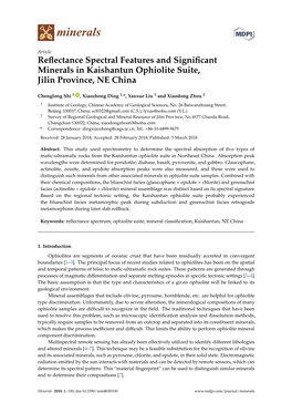 Reflectance Spectral Features and Significant Minerals in Kaishantun