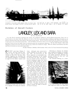 LANGLEY, LEX and SARA by Scot Macdonald ‘It Is the Navy's Mission to Protect Our Coasts, Our Seaborne Commerce, and Far-Flung Possessions