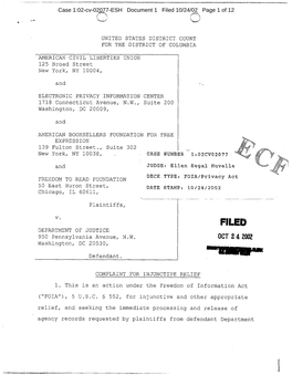 American Civil Liberties Union V. Department of Justice