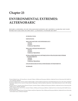 Chapter 23 ENVIRONMENTAL EXTREMES: ALTERNOBARIC