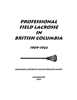Professional Field Lacrosse in British Columbia
