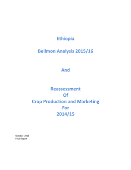 Ethiopia Bellmon Analysis 2015/16 and Reassessment of Crop