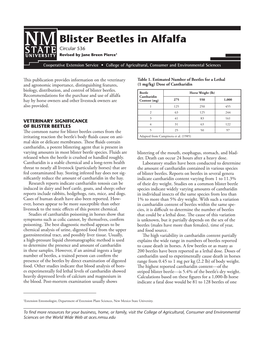 Blister Beetles in Alfalfa Circular 536 Revised by Jane Breen Pierce1