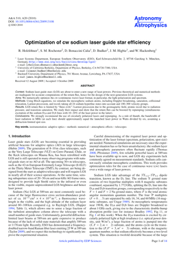 Optimization of Cw Sodium Laser Guide Star Efficiency