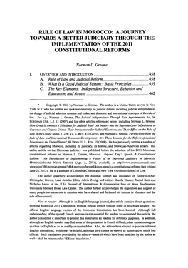 Rule of Law in Morocco: a Journey Towards a Better Judiciary Through the Implementation of the 2011 Constitutional Reforms