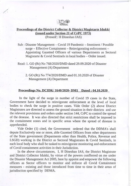 {A.Ffi Proceedings of the District Collector & District Magistarte Ldukki (Issued Under Section 21 of Crpc Tg73) (Preseng: H Dinesha N TAS)