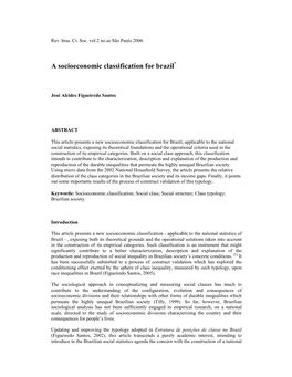 A Socioeconomic Classification for Brazil