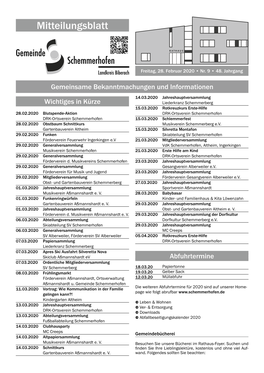 Gemeinde Schemmerhofen Landkreis Biberach Freitag, 28