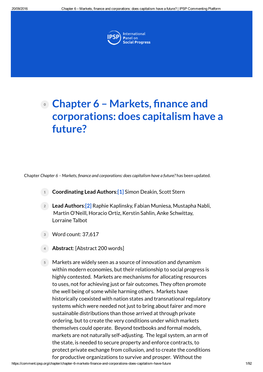 Chapter 6 – Markets, Finance and Corporations: Does Capitalism Have a Future? | IPSP Commenting Platform