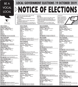 Local Government Elections 19 October 2019 Vocal Local Notice of Elections