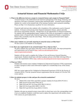 Actuarial Science and Financial Mathematics Faqs