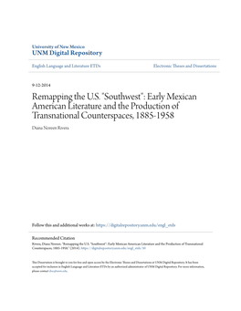Early Mexican American Literature and the Production of Transnational Counterspaces, 1885-1958 Diana Noreen Rivera