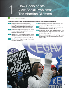 1 How Sociologists View Social Problems: the Abortion Dilemma