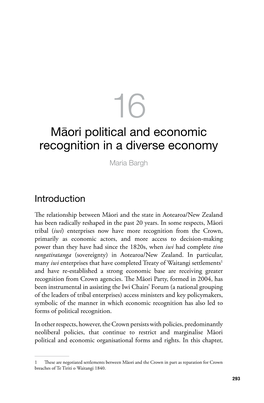 16. Māori Political and Economic Recognition in a Diverse Economy