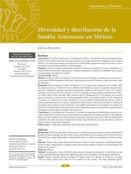 Diversidad Y Distribución De La Familia Asteraceae En México