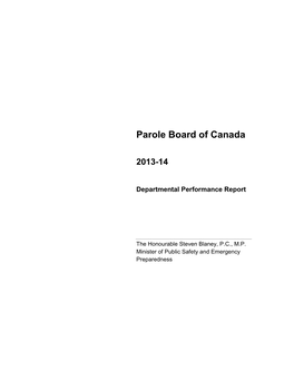 Parole Board of Canada 2013-14 Departmental Performance Report