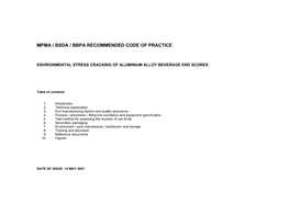 Environmental Stress Cracking of Aluminium Alloy Beverage End Scores