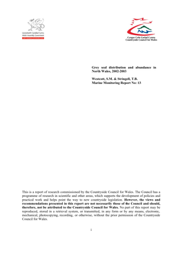 I Grey Seal Distribution and Abundance in North Wales, 2002