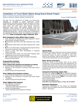 Installation of Trunk Water Mains Along Grand Street Project Phase I: Grand St