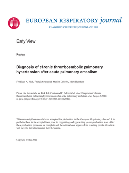 Diagnosis of Chronic Thromboembolic Pulmonary Hypertension After Acute Pulmonary Embolism