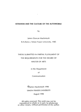 Fetishism and the Culture of the Automobile