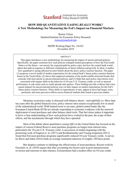 HOW DID QUANTITATIVE EASING REALLY WORK? a New Methodology for Measuring the Fed’S Impact on Financial Markets