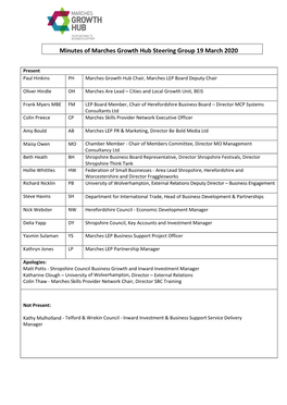 Minutes of Marches Growth Hub Steering Group 19 March 2020