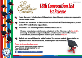 18Th Convocation List 1St Release