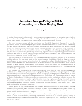 American Foreign Policy in 2021: Competing on a New Playing Field