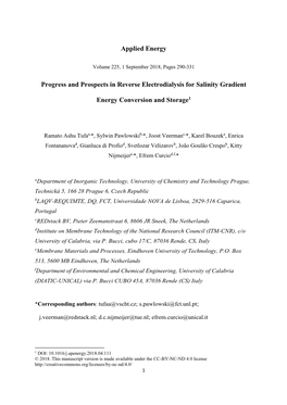 Applied Energy Progress and Prospects in Reverse