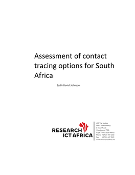 Assessment of Contact Tracing Options for South Africa