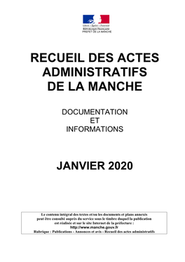 Recueil Des Actes Administratifs De La Manche