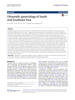 Ultramafic Geocology of South and Southeast Asia