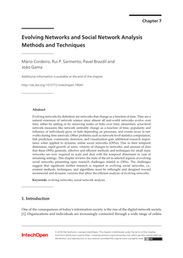 Evolving Networks and Social Network Analysis Methods And