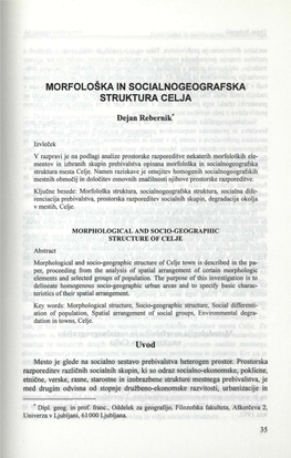 Morfološka in Socialnogeografska Struktura Celja