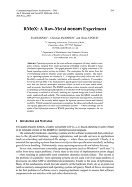 Rmox: a Raw-Metal Occam Experiment