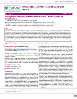 International Journal of Dentistry and Oral Health Volume 4 Issue 10, September 2018