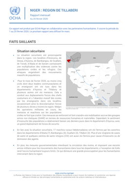 NIGER : REGION DE TILLABERI Rapport Mensuel Au 20 Février 2020