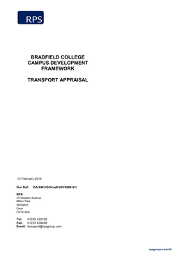 Bradfield College Campus Development Framework Transport Appraisal