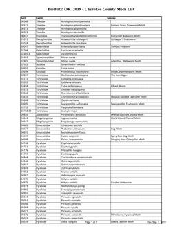 Bioblitz! OK 2019 - Cherokee County Moth List