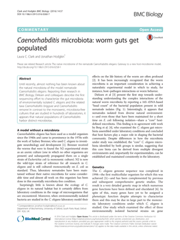 Caenorhabditis Microbiota: Worm Guts Get Populated Laura C
