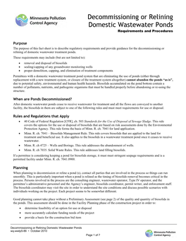 Decommissioning Or Relining Domestic Wastewater Ponds