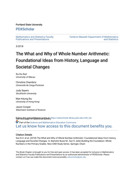 The What and Why of Whole Number Arithmetic: Foundational Ideas from History, Language and Societal Changes