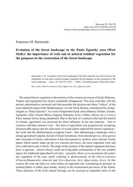 Francesco M. Raimondo Evolution of the Forest Landscape in the Punic