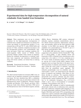 Experimental Data for High-Temperature Decomposition of Natural Celadonite from Banded Iron Formation